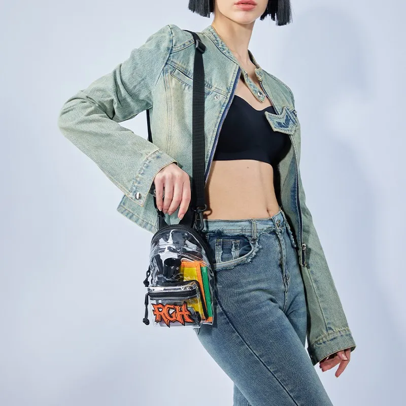 Rough Enough PVC Cycling Crossbody Bag, Handbag Medium Size Unisex Transparent-5