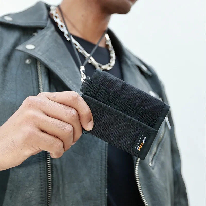Rough Enough Nylon Coin Purse Hanging Bag Card Holder Wallet Medium Size Unisex Black-5