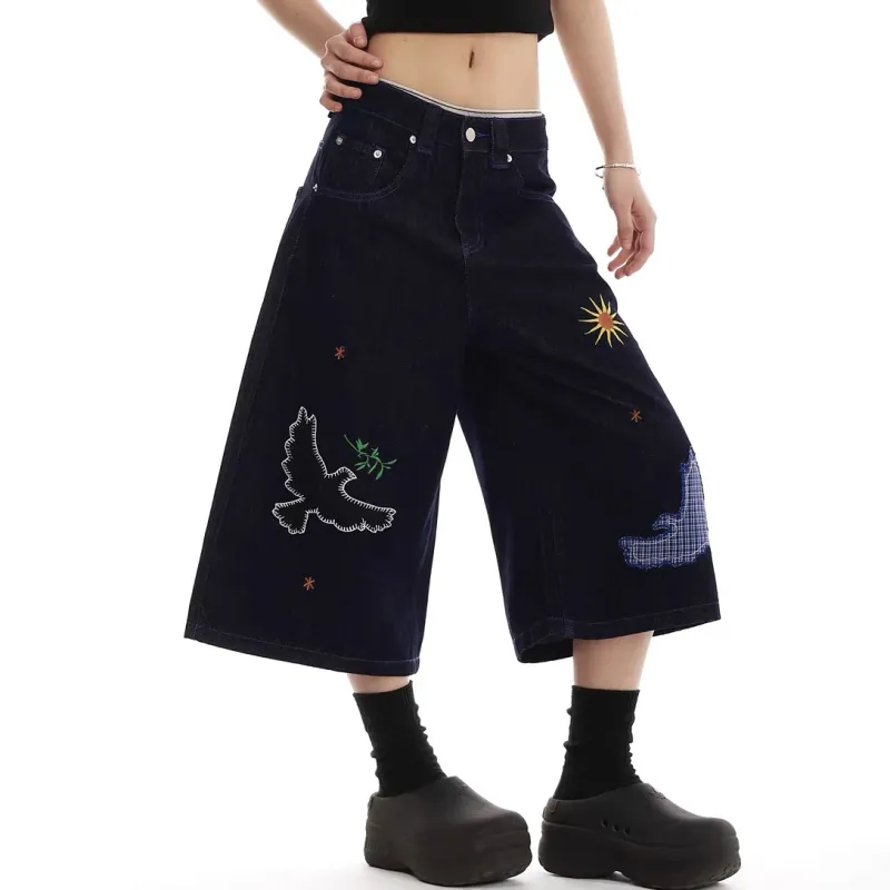 SZSX Denim Shorts Unisex Dark Blue-3