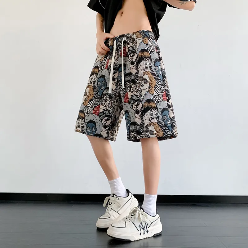 SZSX Casual Shorts Unisex Embroidery Figure-3