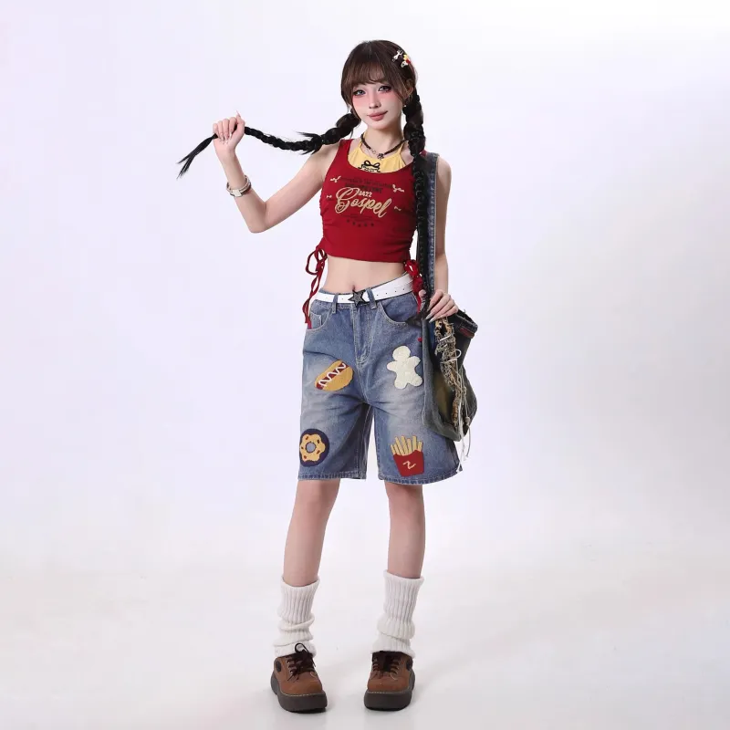 TESTUNG Denim Shorts Unisex-19