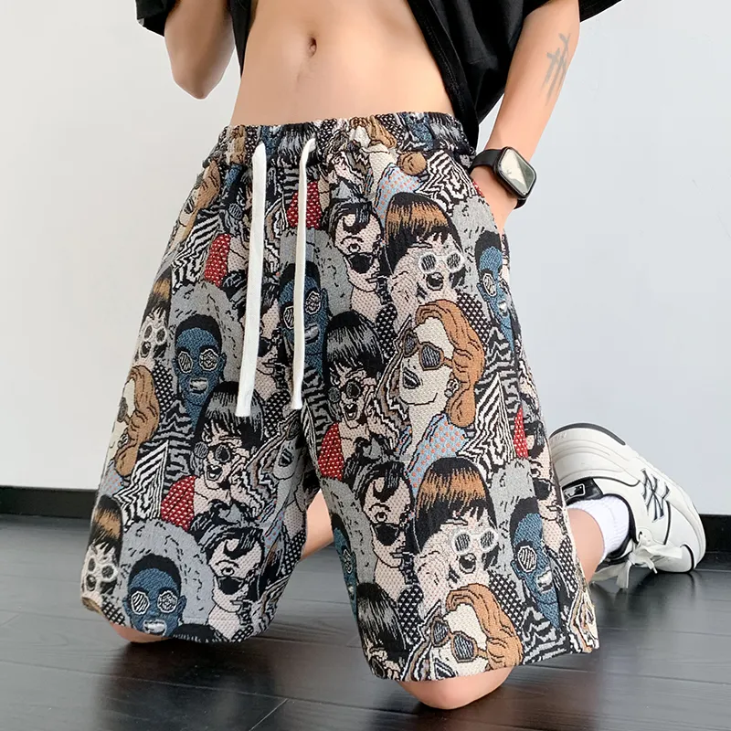 SZSX Casual Shorts Unisex Embroidery Figure-4