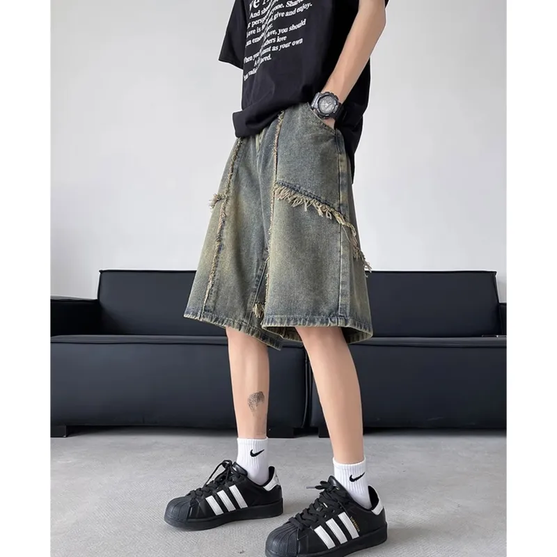 SZSX Denim Shorts Unisex Vintage Blue-4