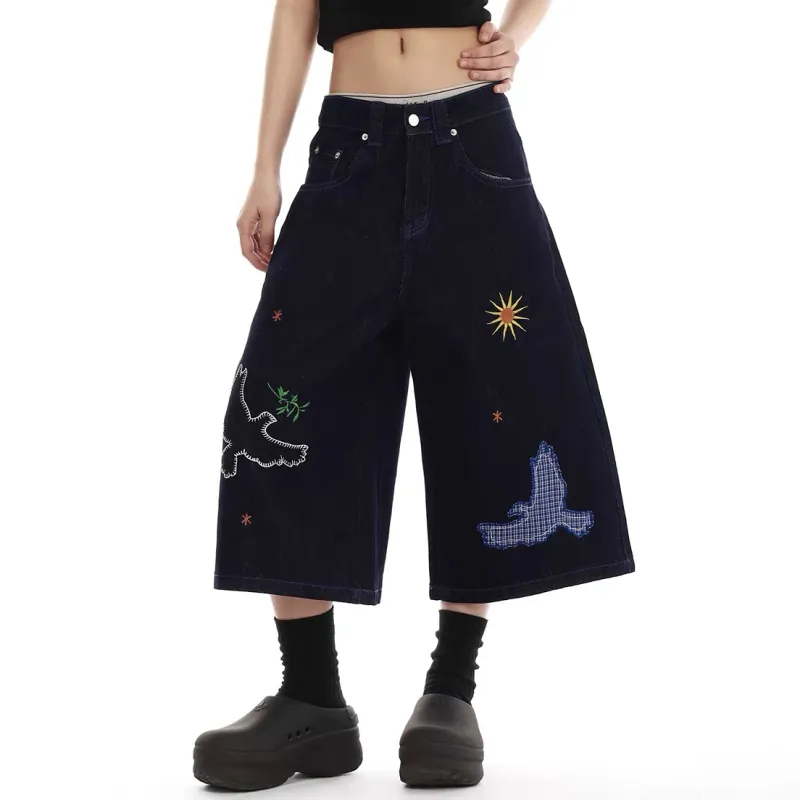 SZSX Denim Shorts Unisex Dark Blue-2