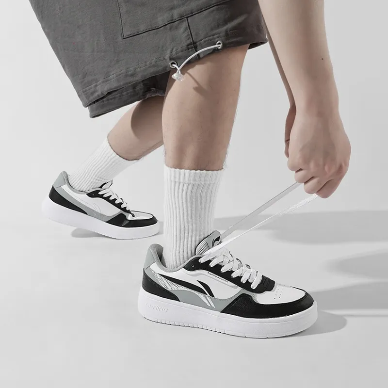 LiNing Lightweight Breathable Height Increasing Casual Skateboard Shoes Men's Black/Standard White-7