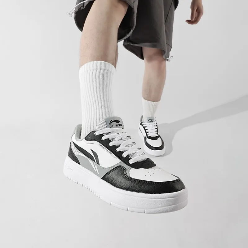 LiNing Lightweight Breathable Height Increasing Casual Skateboard Shoes Men's Black/Standard White-8