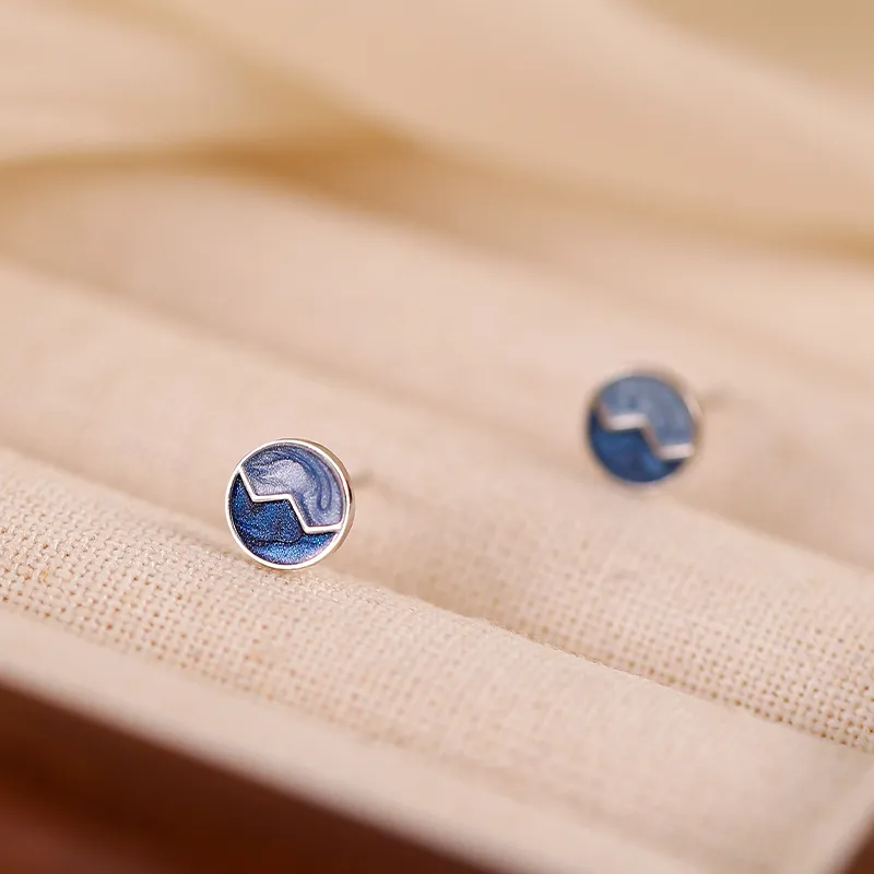 Rhymes 999 Fine Silver Stud Earrings Women's-4