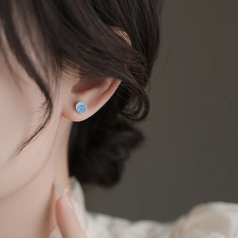 Rhymes 999 Fine Silver Stud Earrings Women's-5