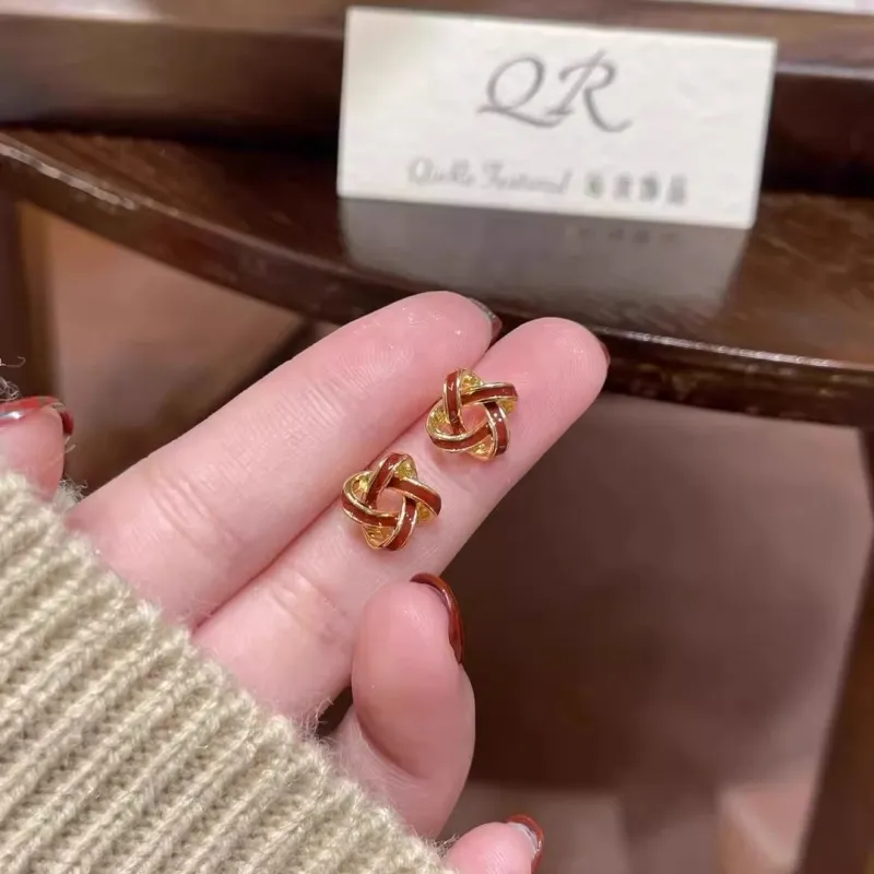 Rhymes Gold Plated Copper Stud Earrings Women's-3