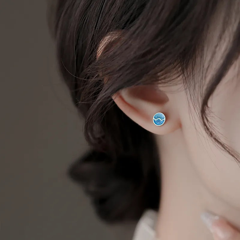 Rhymes 999 Fine Silver Stud Earrings Women's-3