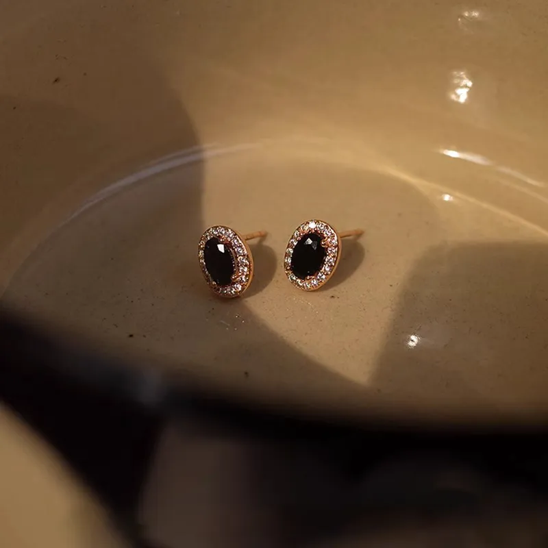 Rhymes Copper Gold plated Zircon Stud Earrings Women's-1