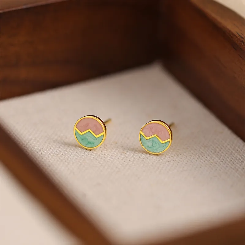 Rhymes 999 Fine Silver Stud Earrings Unisex-14