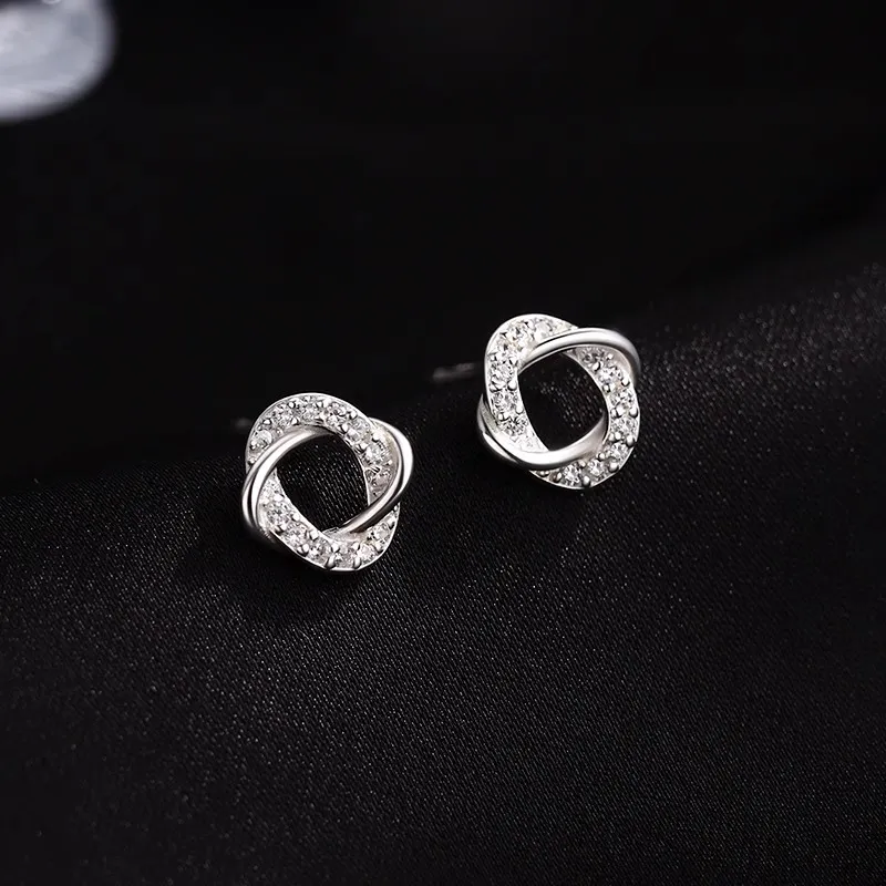 Rhymes 999 Fine Silver Needle Stud Earrings Women's-1