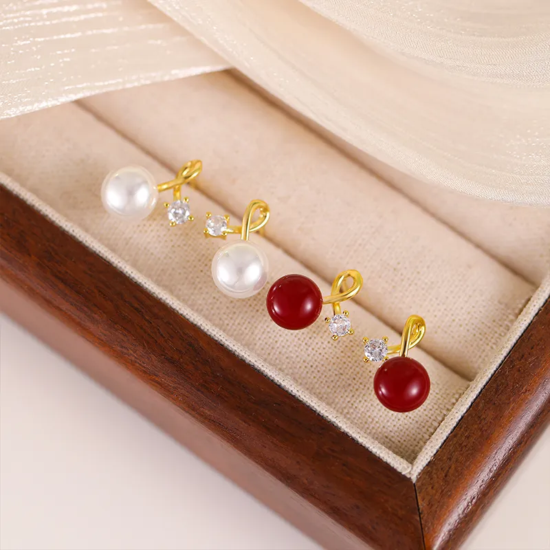 Rhymes Gold Plated Copper Stud Earrings Women's-2