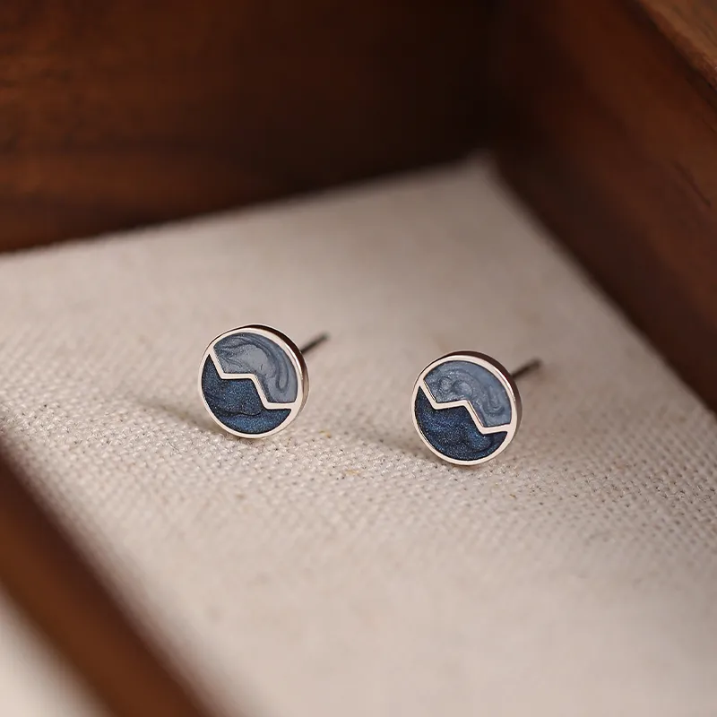 Rhymes 999 Fine Silver Stud Earrings Women's-1