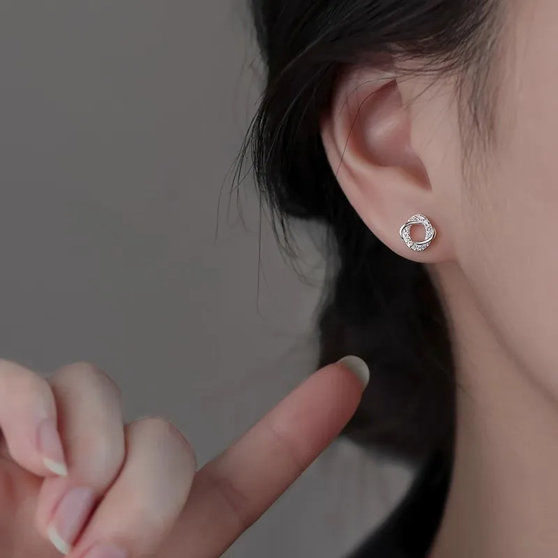Rhymes 999 Fine Silver Needle Stud Earrings Women's-2