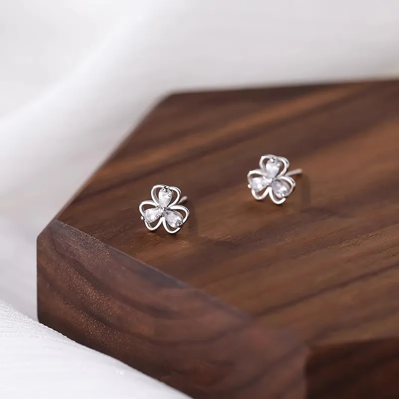 Rhymes S999 Fine Silver Stud Earrings Women's-5
