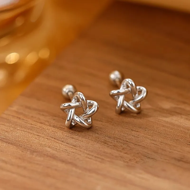 Rhymes S 999 Fine Silver Stud Earrings Women's-2