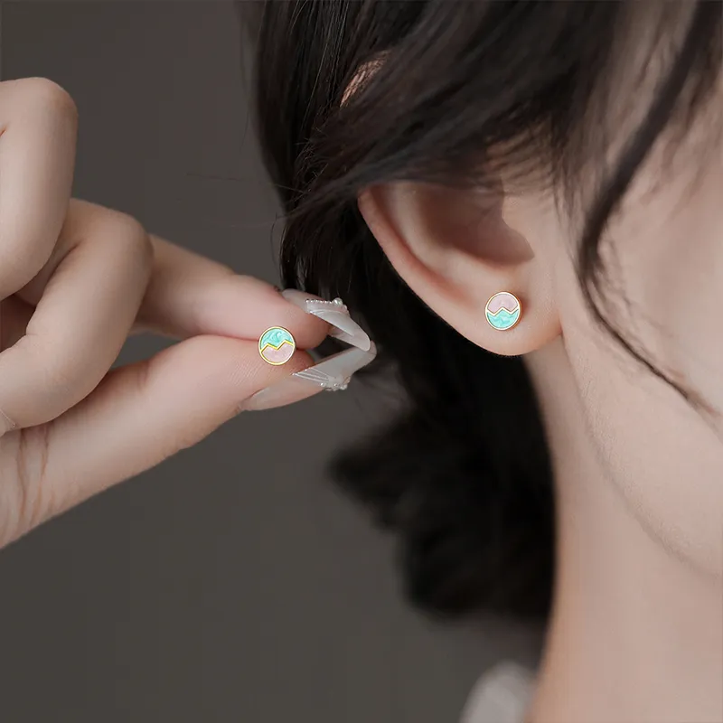 Rhymes 999 Fine Silver Stud Earrings Women's-17