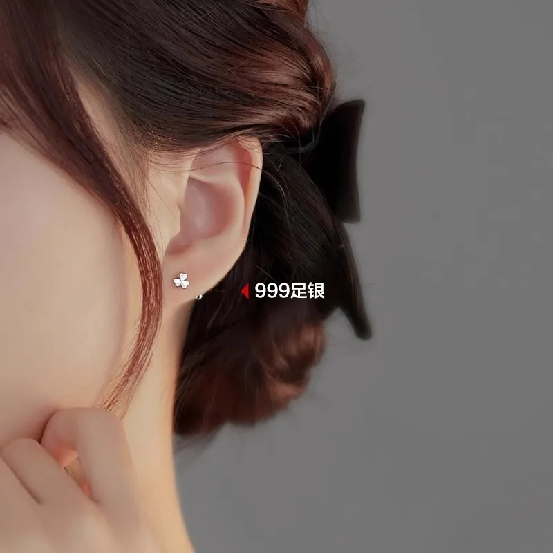 Rhymes S999 Fine Silver Stud Earrings Women's-2