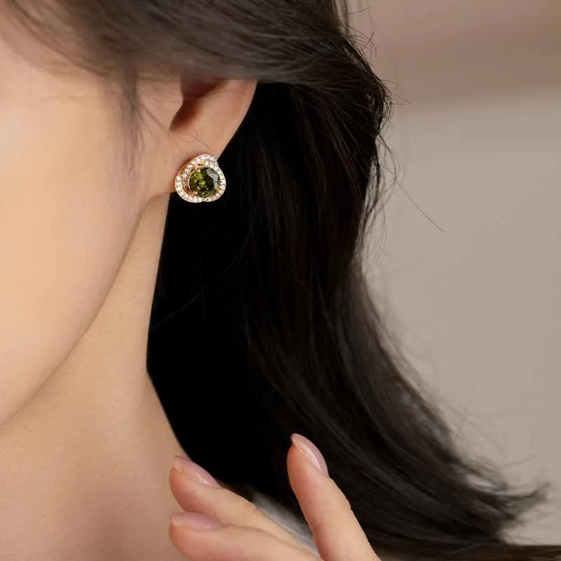 Rhymes Gold Plated Copper Earrings Women's Green-5