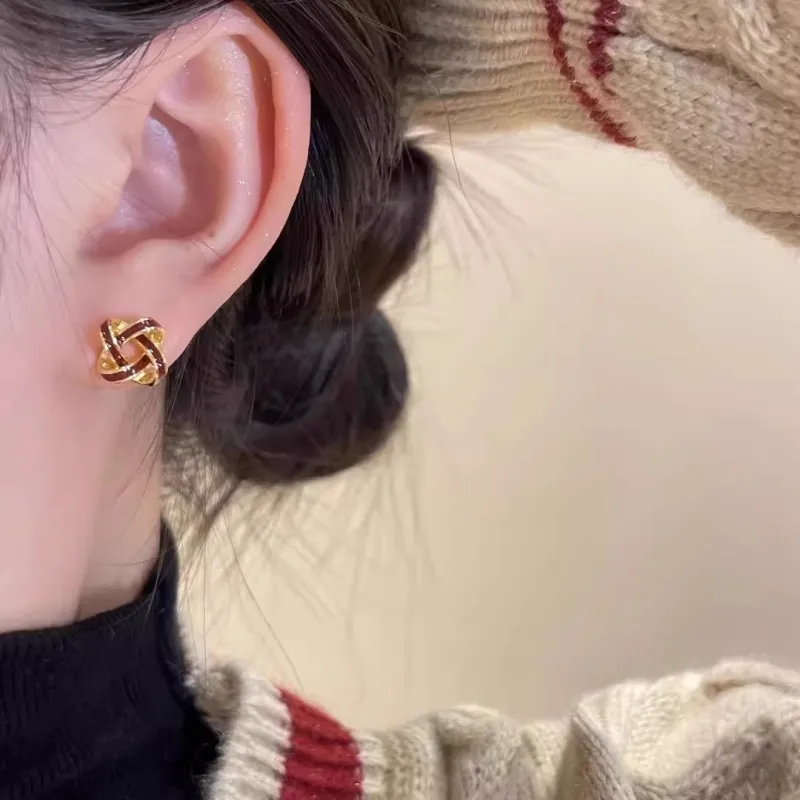 Rhymes Gold Plated Copper Stud Earrings Women's-5