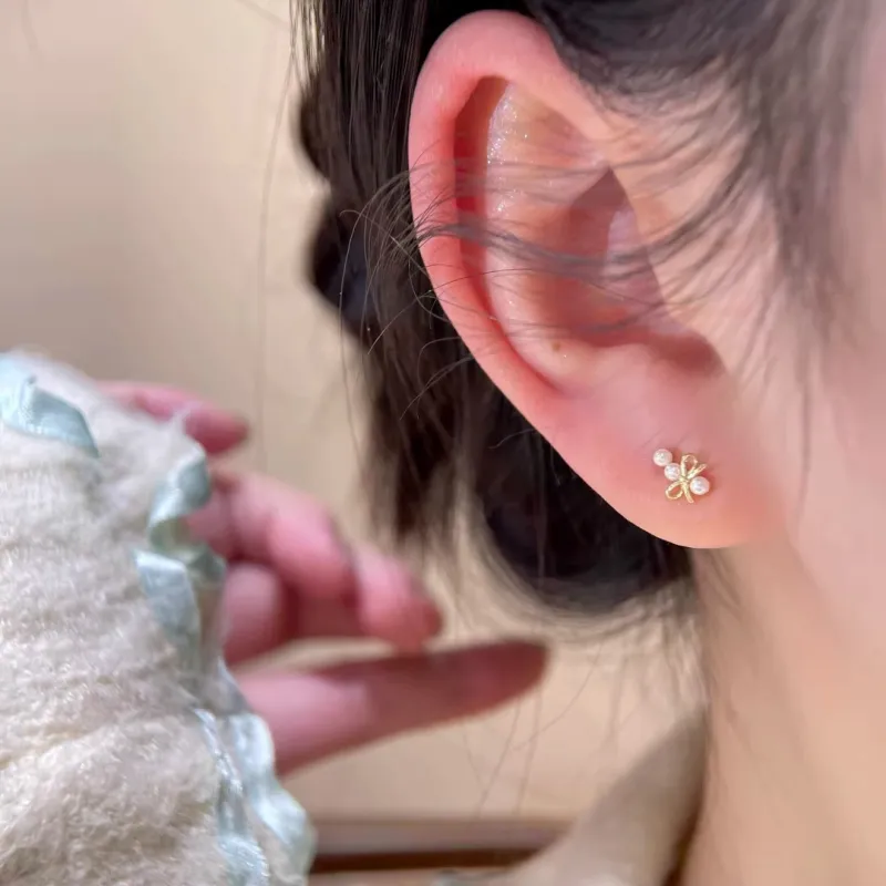 Rhymes Gold Plated Copper Stud Earrings Women's-1