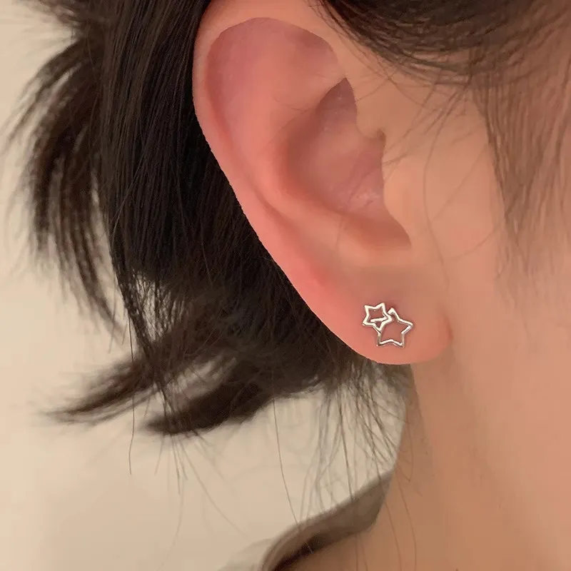 Rhymes S999 Fine Silver Stud Earrings Women's-1