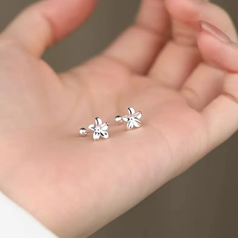 Rhymes S999 Fine Silver Stud Earrings Women's-4