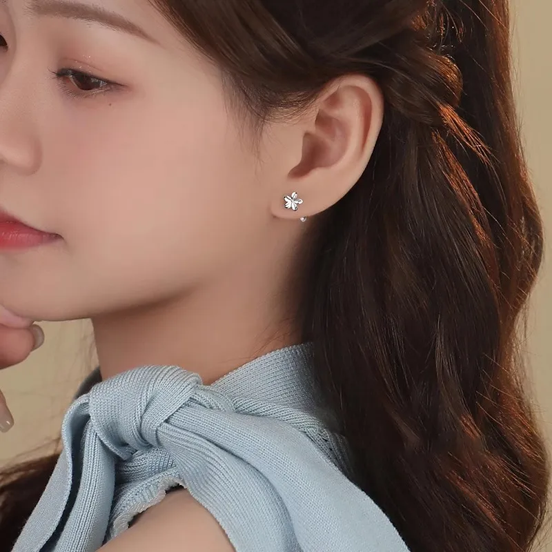 Rhymes S999 Fine Silver Stud Earrings Women's-3
