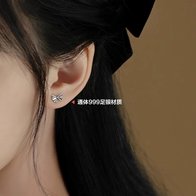 Rhymes S999 Fine Silver Stud Earrings Women's-3