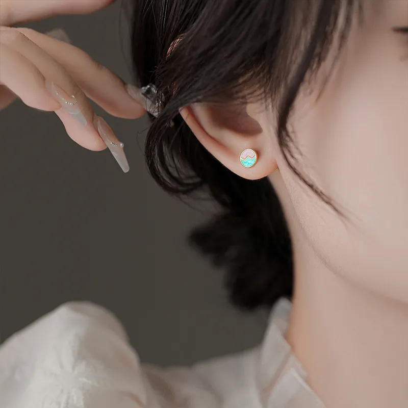 Rhymes 999 Fine Silver Stud Earrings Women's-21