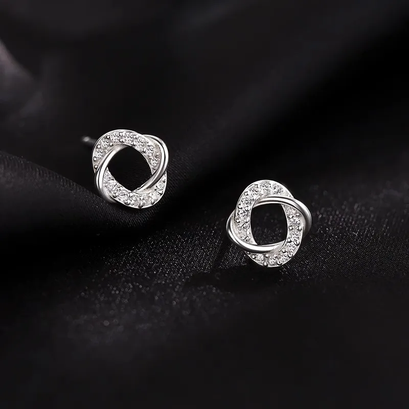 Rhymes 999 Fine Silver Needle Stud Earrings Women's-3