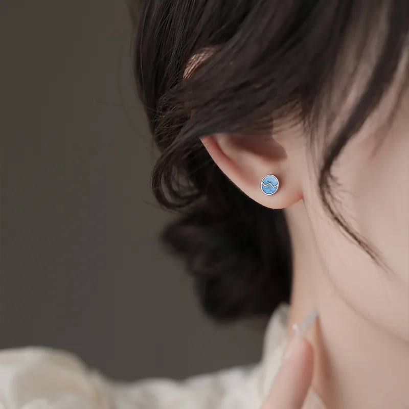 Rhymes 999 Fine Silver Stud Earrings Women's-6