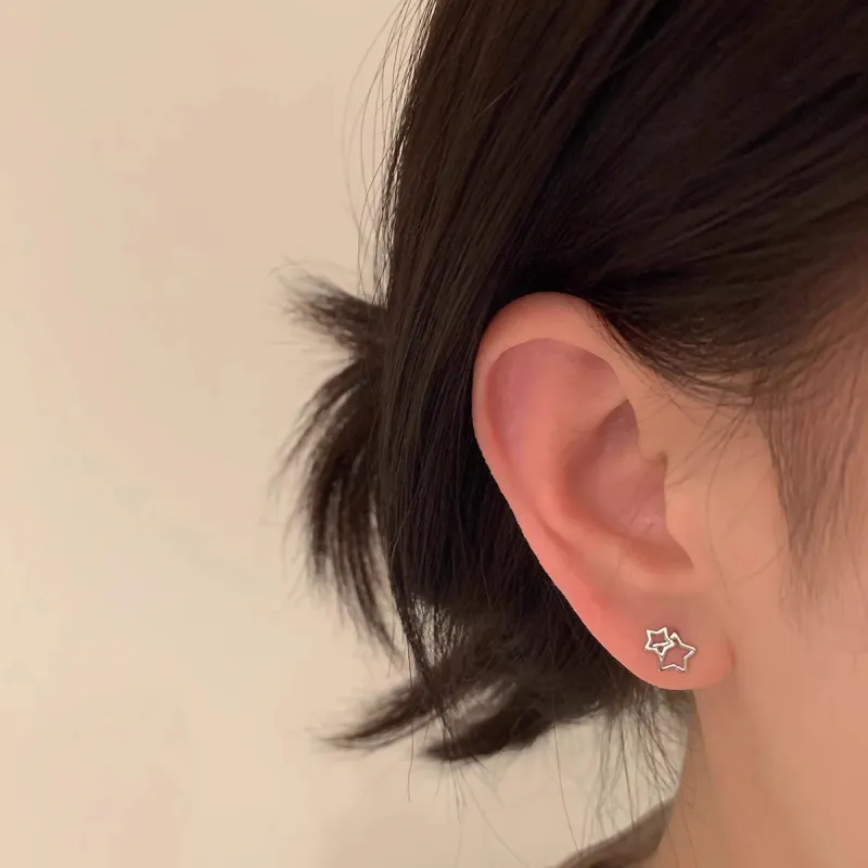Rhymes S999 Fine Silver Stud Earrings Women's-2