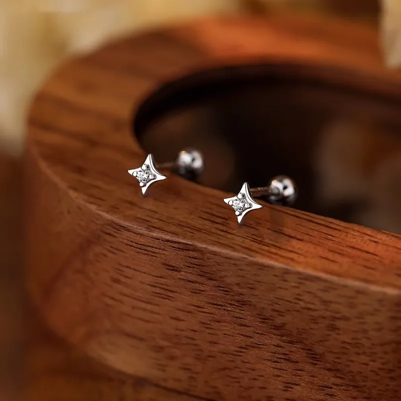 Rhymes 999 Fine Silver Stud Earrings Women's-6
