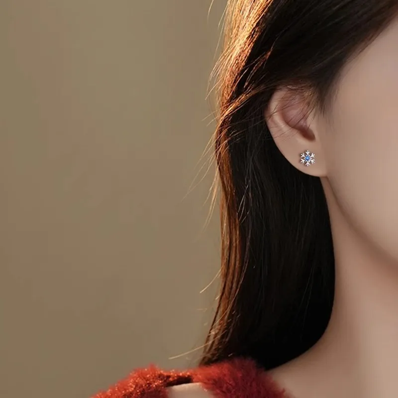 Rhymes Gold Plated Copper Zircon Stud Earrings Women's-3