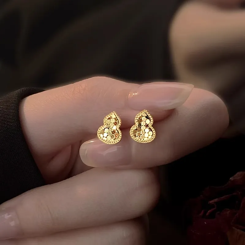 Rhymes Gold Plated Copper Stud Earrings Women's-1
