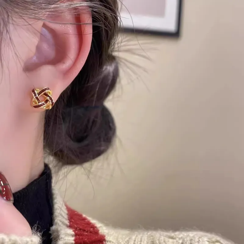 Rhymes Gold Plated Copper Stud Earrings Women's-4
