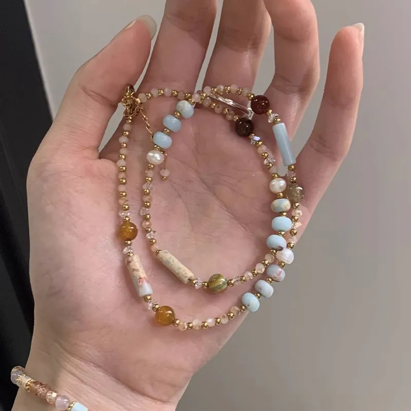 Rhymes Gold Plated Copper Pearl Glass Necklaces Women's-5