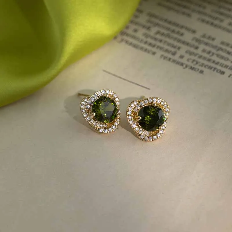 Rhymes Gold Plated Copper Earrings Women's Green-7