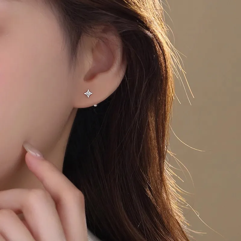Rhymes 999 Fine Silver Stud Earrings Women's-7