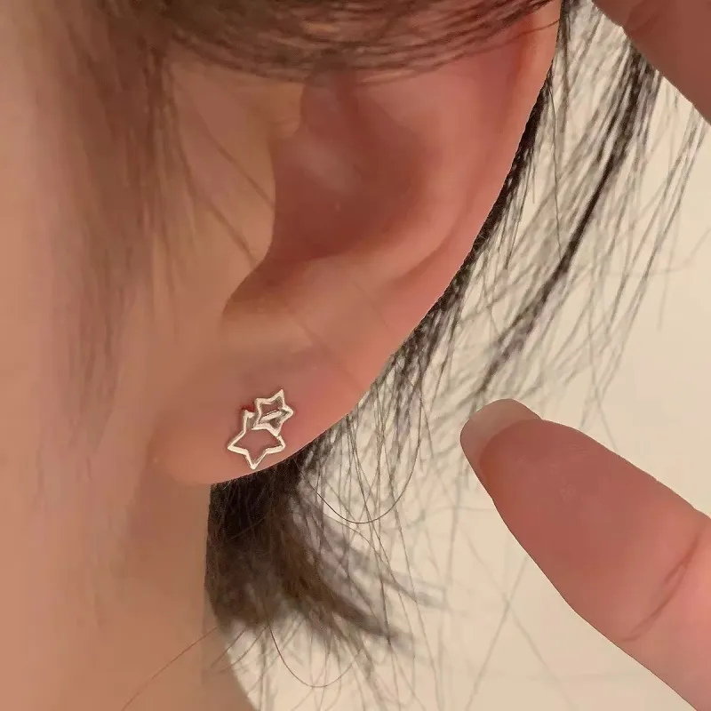 Rhymes S999 Fine Silver Stud Earrings Women's-4
