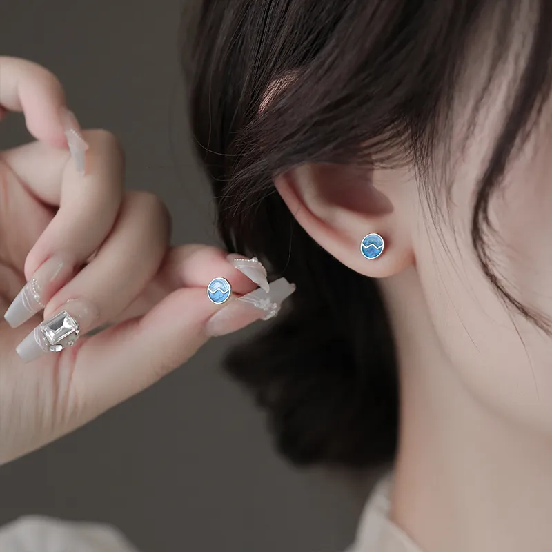 Rhymes 999 Fine Silver Stud Earrings Women's-2