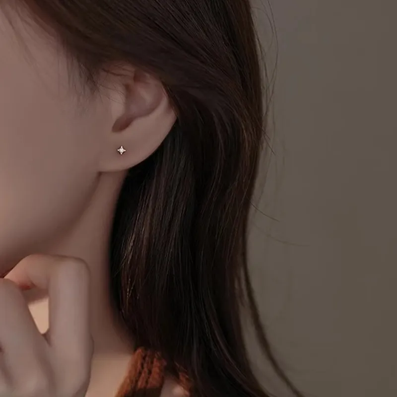 Rhymes 999 Fine Silver Stud Earrings Women's-4