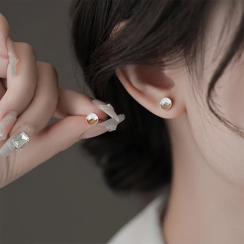 Rhymes 999 Fine Silver Stud Earrings Women's-10