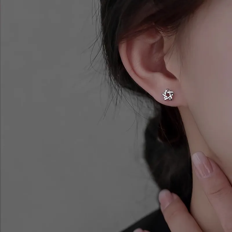 Rhymes S 999 Fine Silver Stud Earrings Women's-5