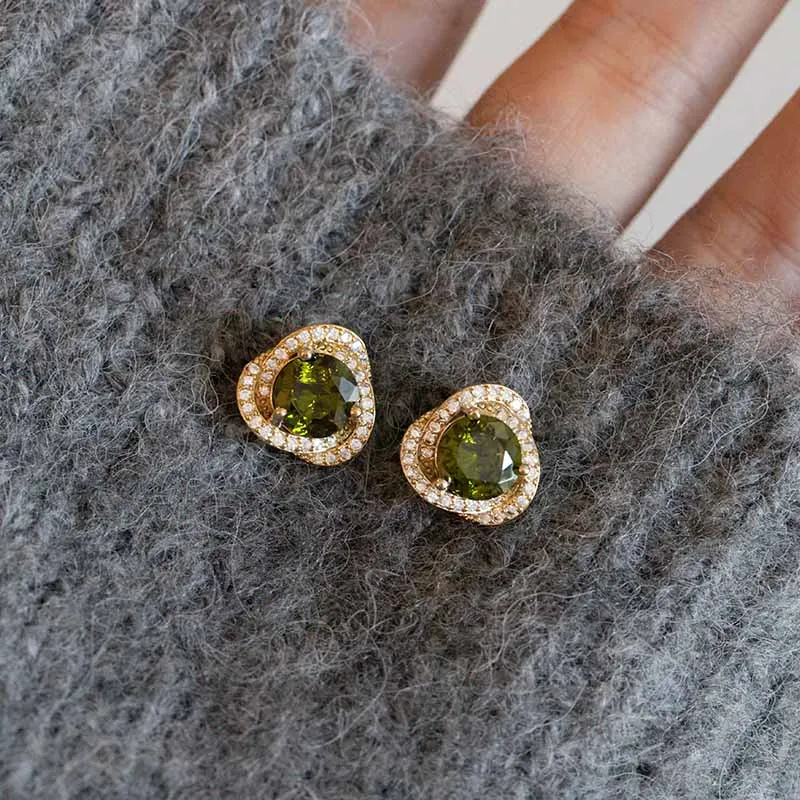 Rhymes Gold Plated Copper Earrings Women's Green-6