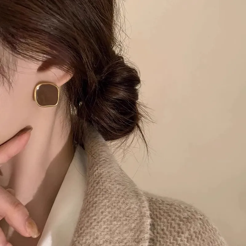Rhymes Gold Plated Copper Stud Earrings Women's-3