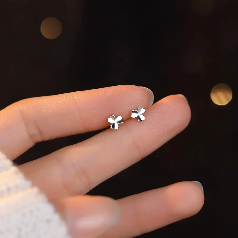 Rhymes S999 Fine Silver Stud Earrings Women's-3